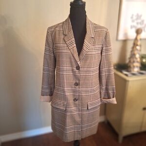 BB Dakota Brown Longline Houndstooth Blazer jacket size small